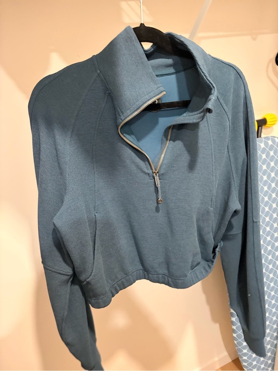 lululemon athletica Tops - lululemon athletica Teal Cropped Half-Zip Pullover